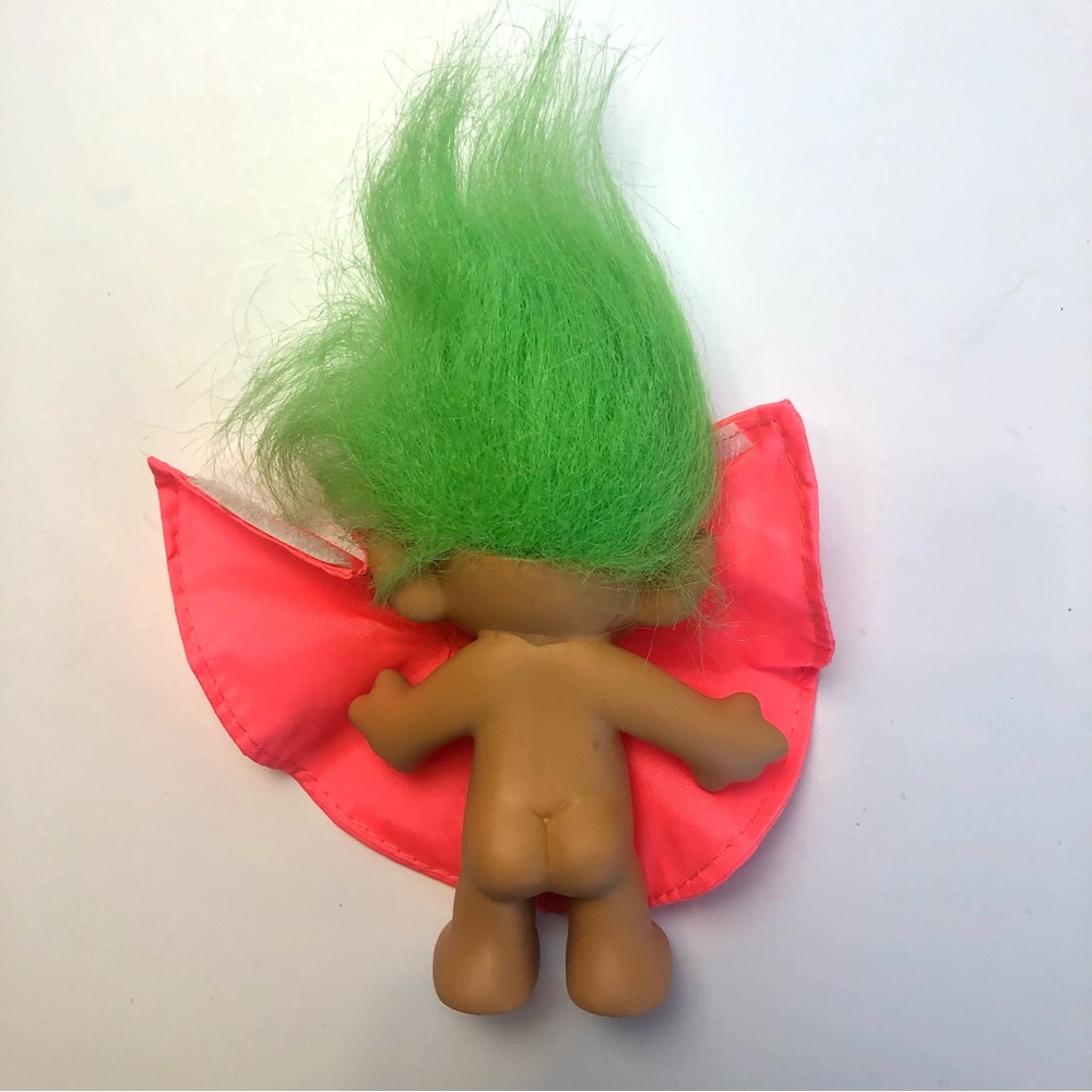 Vintage Forest Troll Neon Green Hair Pink Rain Coat - Picture 4 of 6